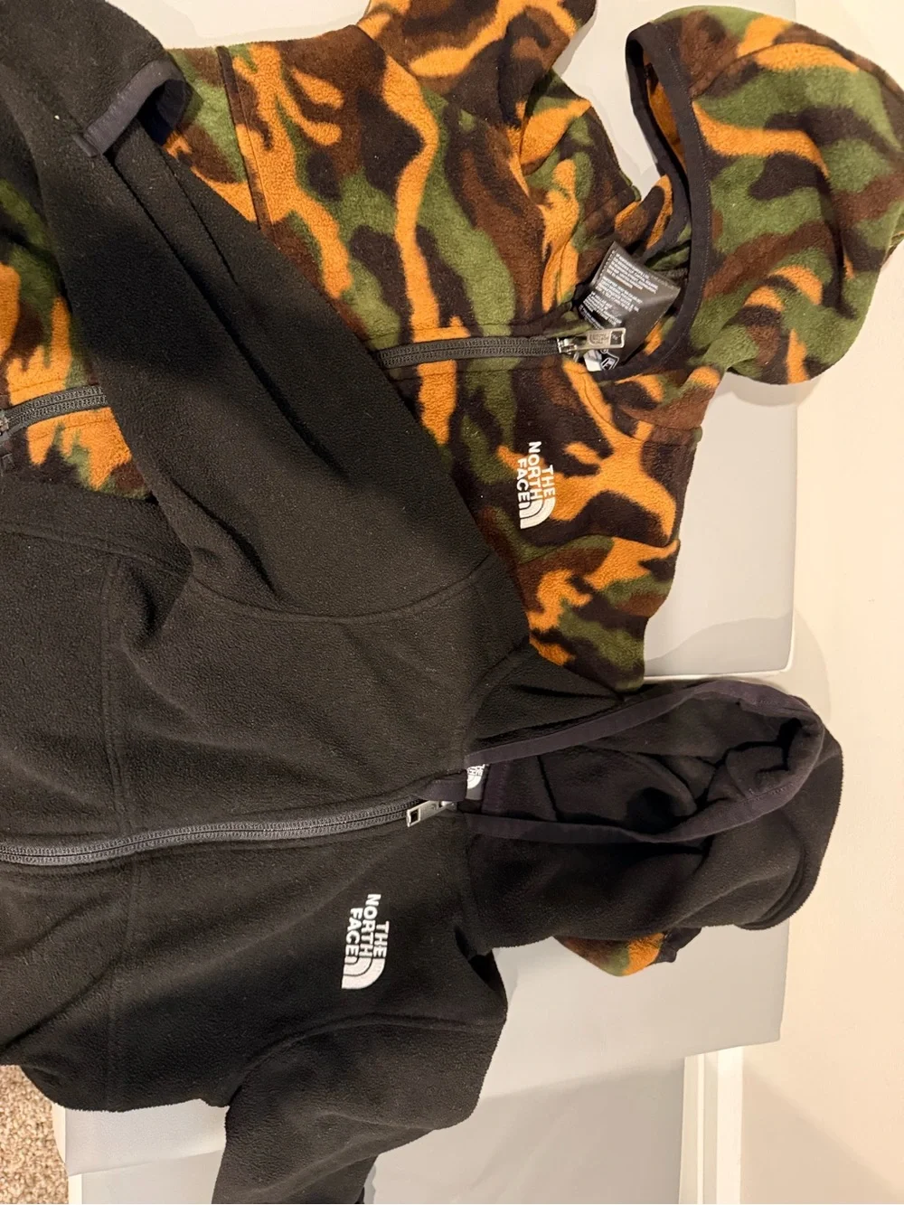 The North Face Kids' Hooded Fleece Jackets - Black & Green/Orange Camo